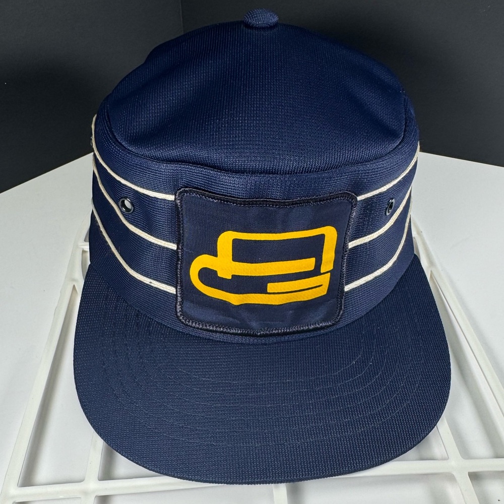 Navy and Yellow Vintage Railroad Style Hat with AG Size Small - Medium